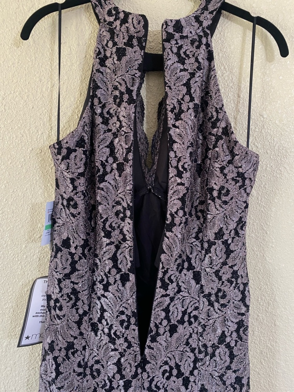 NWT Nightway Sleeveless Keyhole Halter Neck Glitter Lace Gown Size 8 - Picture 15 of 16